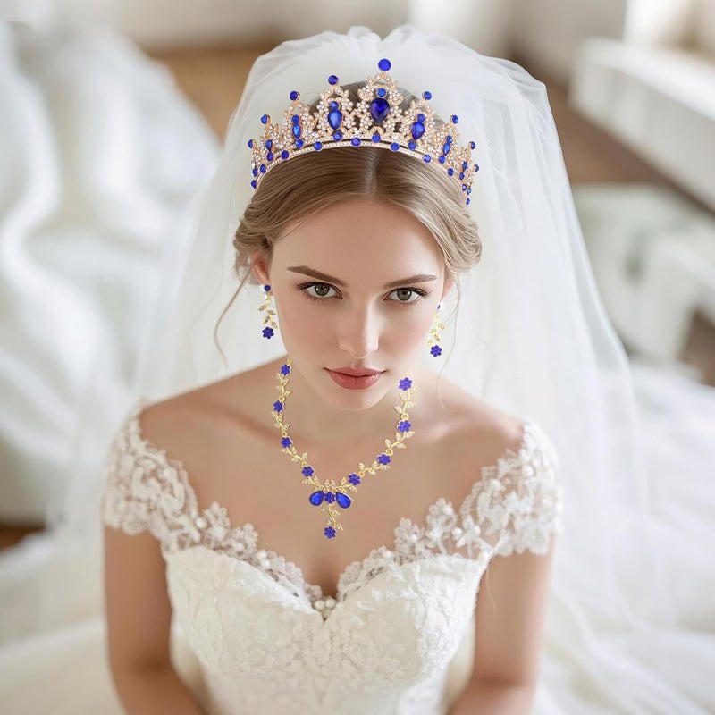 Kamirola Tiaras and Crowns for Women,Tiaras Earrings Necklace, Crystal Bridal Jewelry Set, Costume Party Halloween Prom Pageant Jewelry for Women(TR45) - Image 2